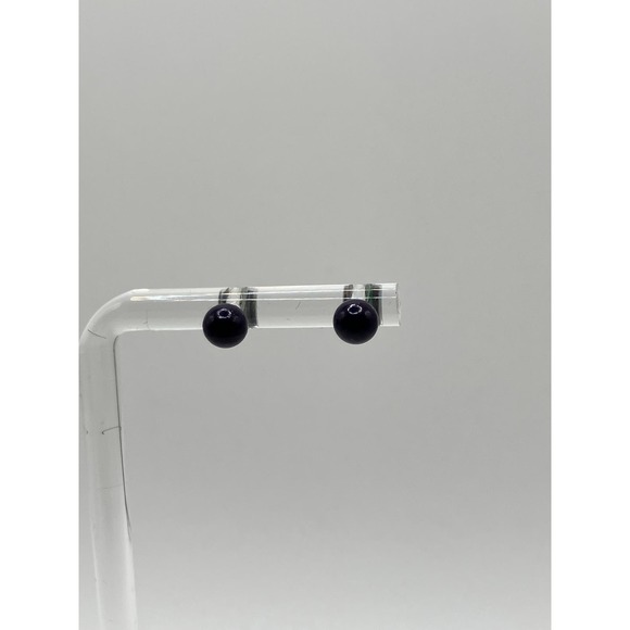 Amethyst Ball Silver Stud Earrings! - Picture 2 of 8